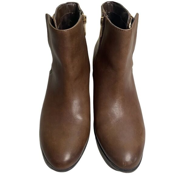 SAM EDELMAN PETER LEATHER ANKLE BOOTS BROWN - Picture 1 of 11